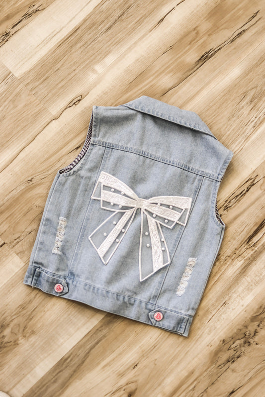 Girls Bow Denim Jacket