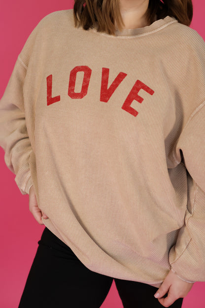 "LOVE" Vintage Ribbed Pullover
