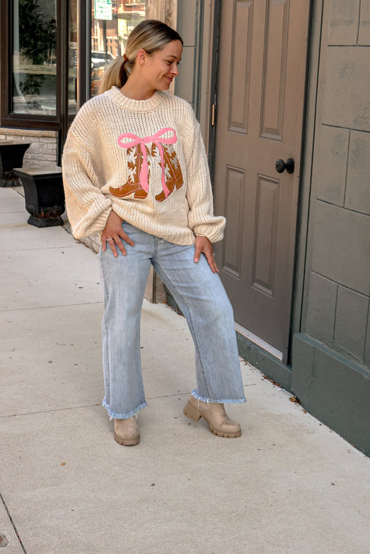 Boots + Bows Knit Sweater