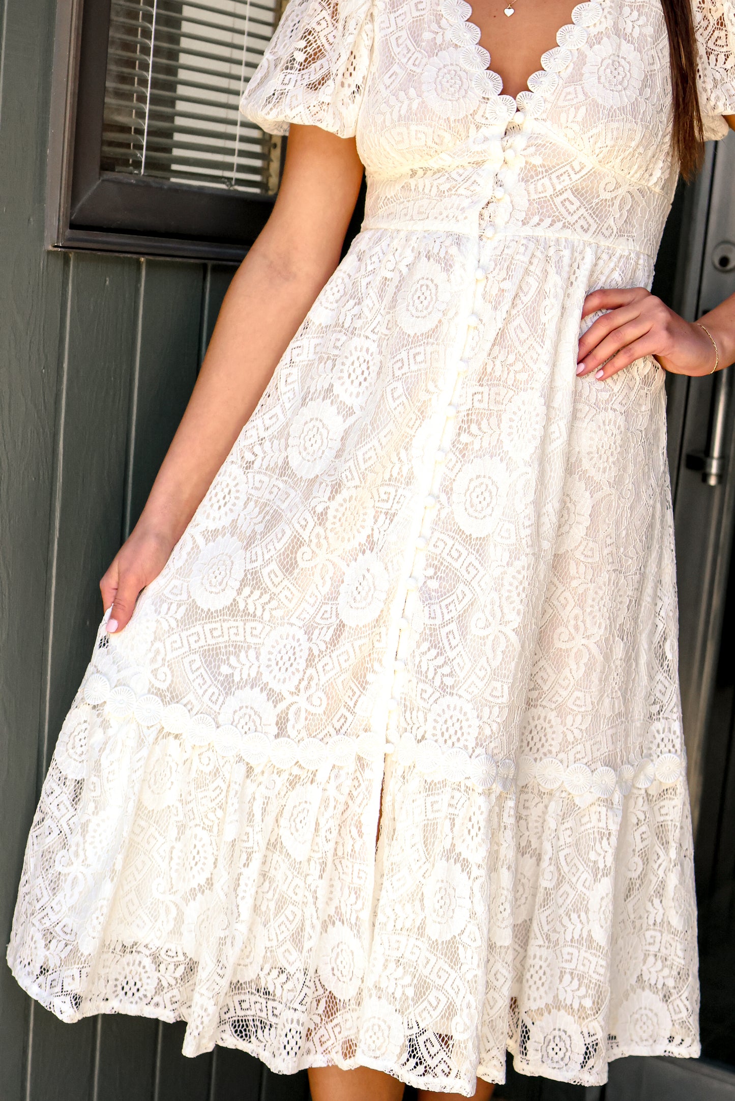 Rose Lace Midi Dress